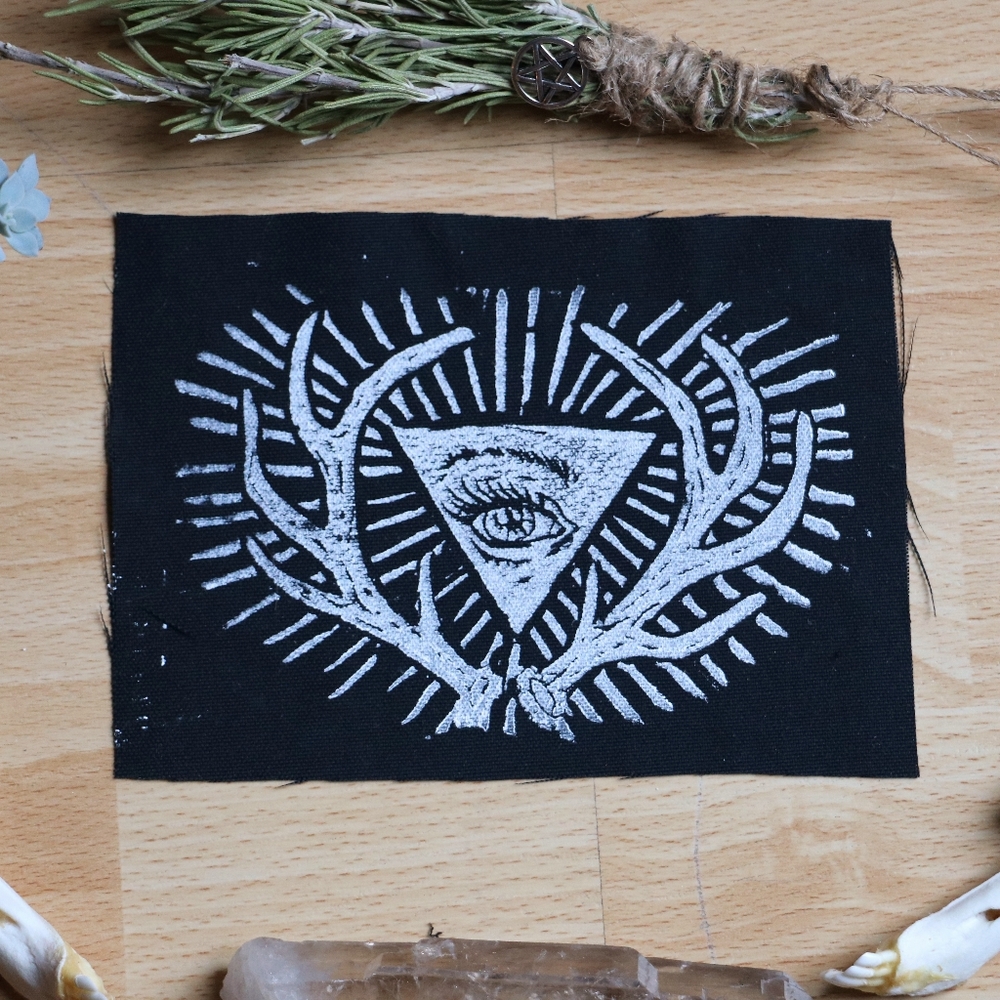 Patch - Hand Printed Original Art - Occult Goth Punk DIY - 3 for $25